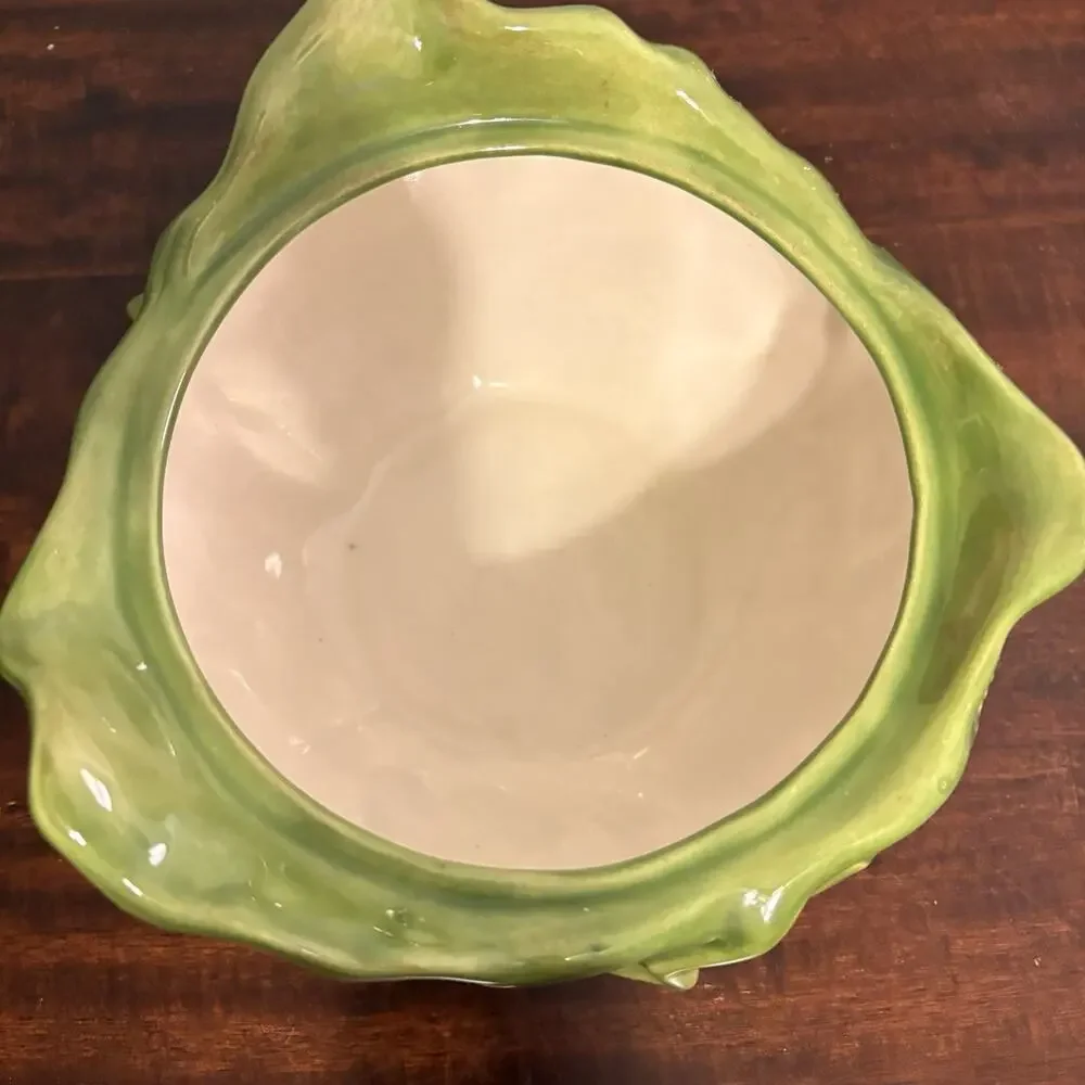 Vintage 1972 Holland Mold Cabbage Tureen with Lid & Underplate – Green Ceramic